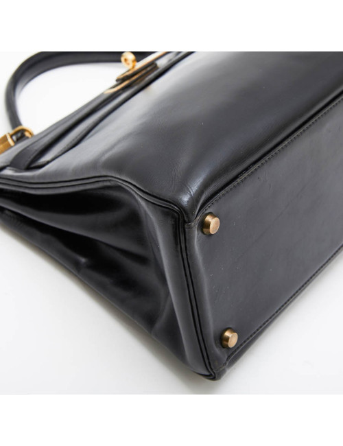 Sac Kelly 32 HERMES vintage cuir box noir
