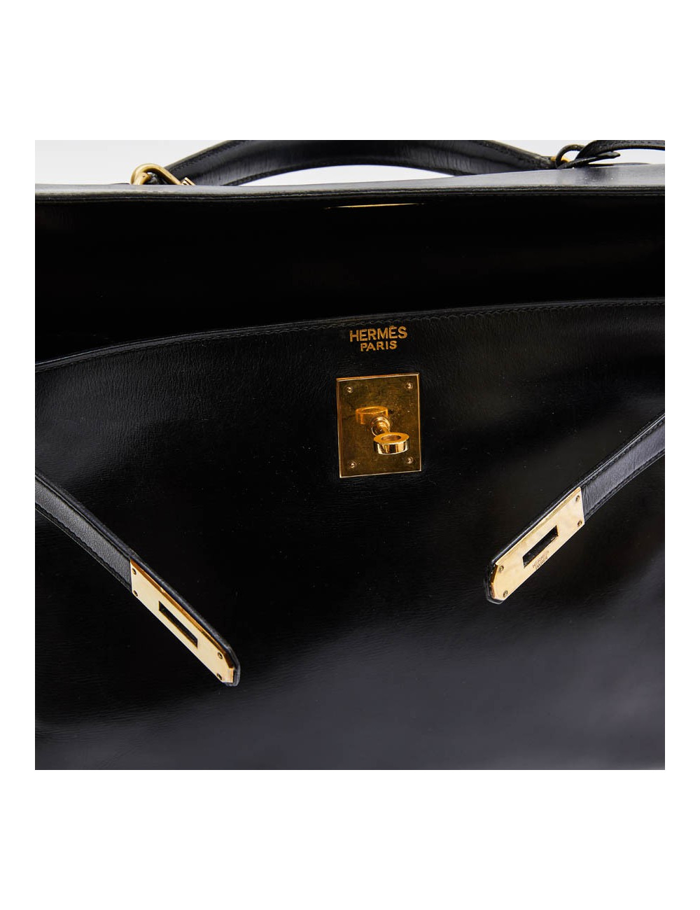 HERMES vintage 'Kelly 32' bag in black box leather