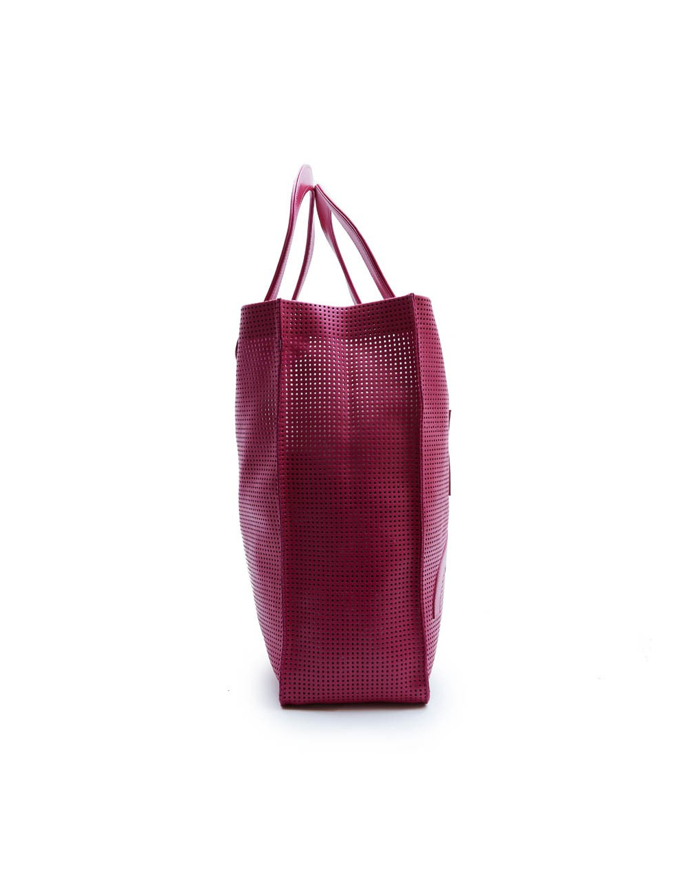 COURREGES large tote bag in perforated pink leather