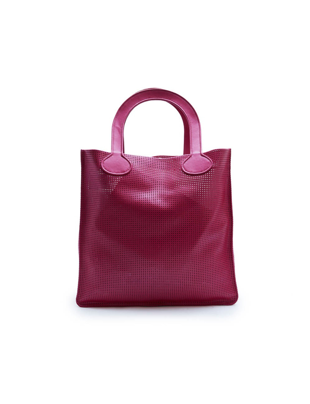 COURREGES large tote bag in perforated pink leather