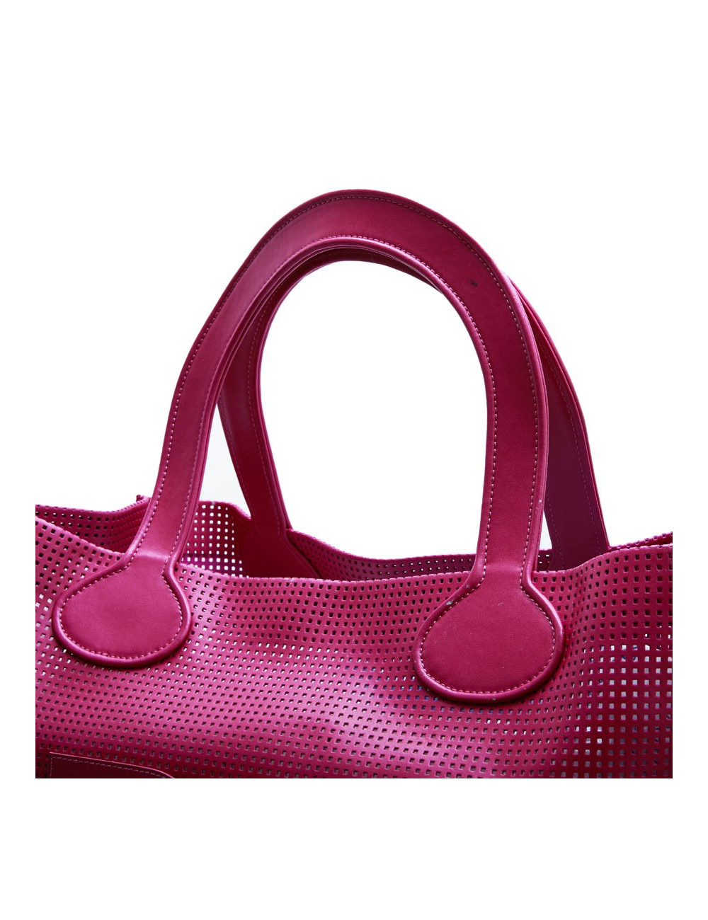 COURREGES large tote bag in perforated pink leather