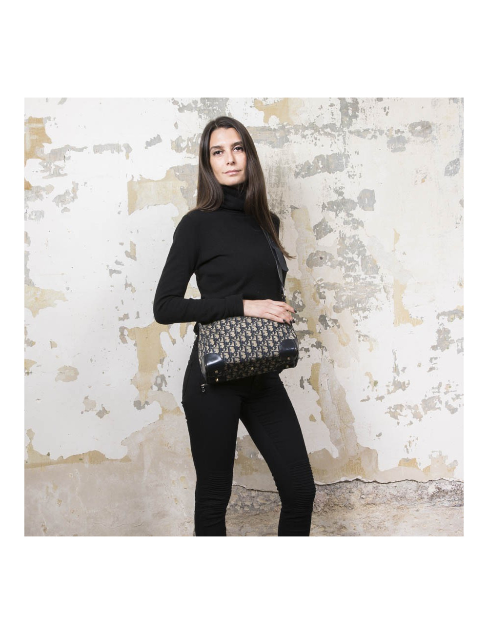 Sac CHRISTIAN DIOR vintage toile monogram bleu