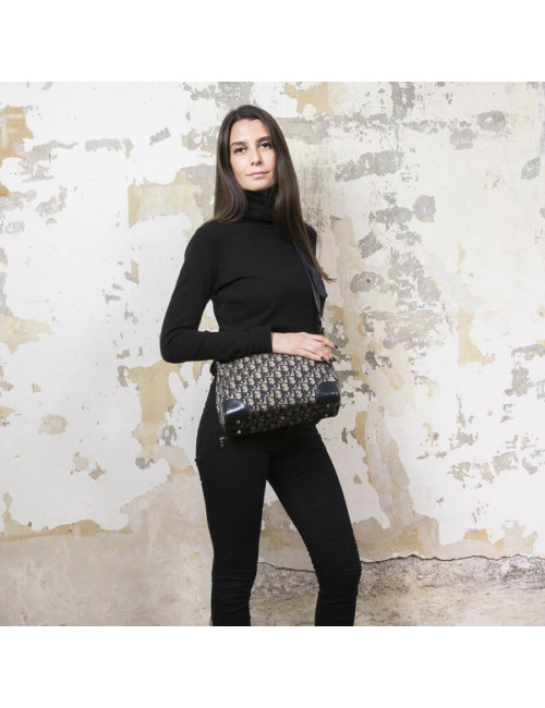 Sac CHRISTIAN DIOR vintage toile monogram bleu
