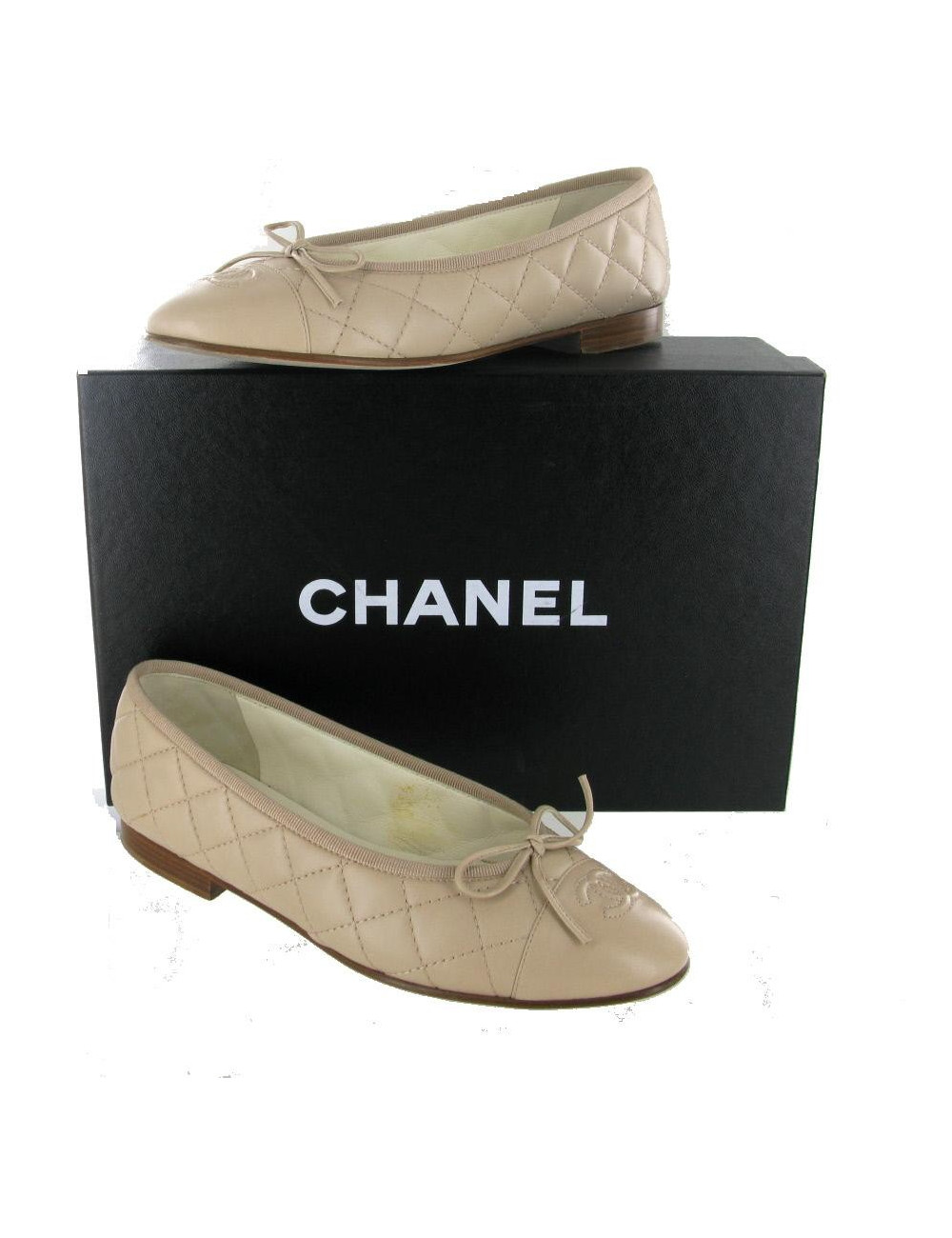 Ballerines T35.5 CHANEL matelassées  beige clair
