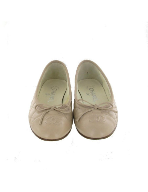Ballerines T35.5 CHANEL matelassées  beige clair