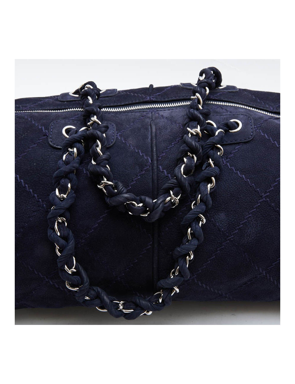 Sac cabas CHANEL veau velours bleu marine 