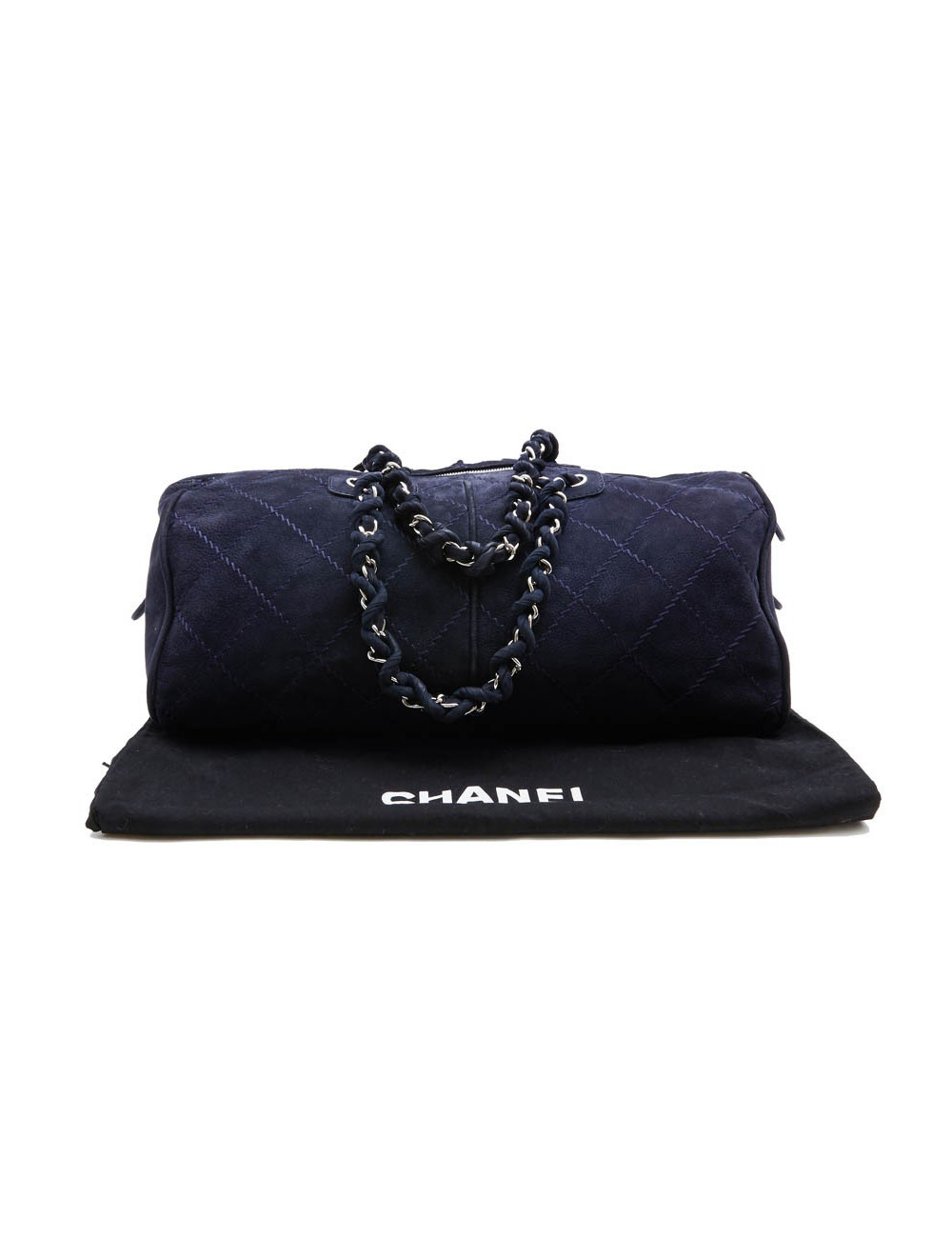 Sac cabas CHANEL veau velours bleu marine 