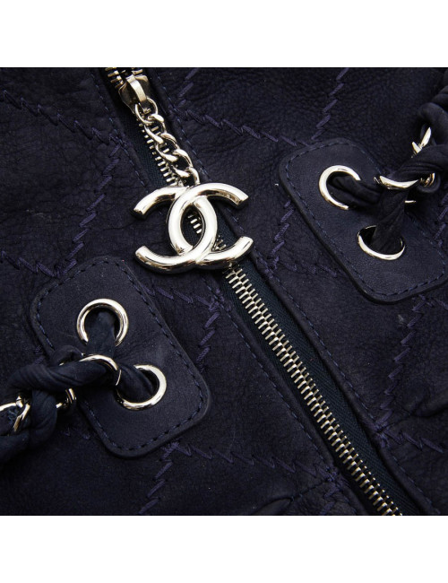 Sac CHANEL veau velours bleu marine