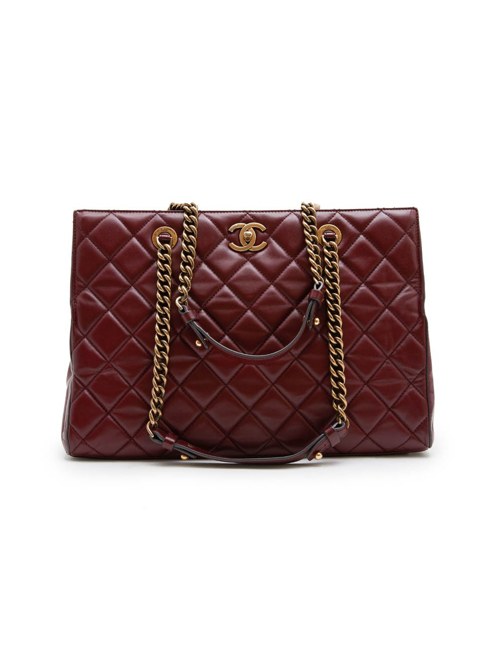 CHANEL tote bag in burgundy quilted leather