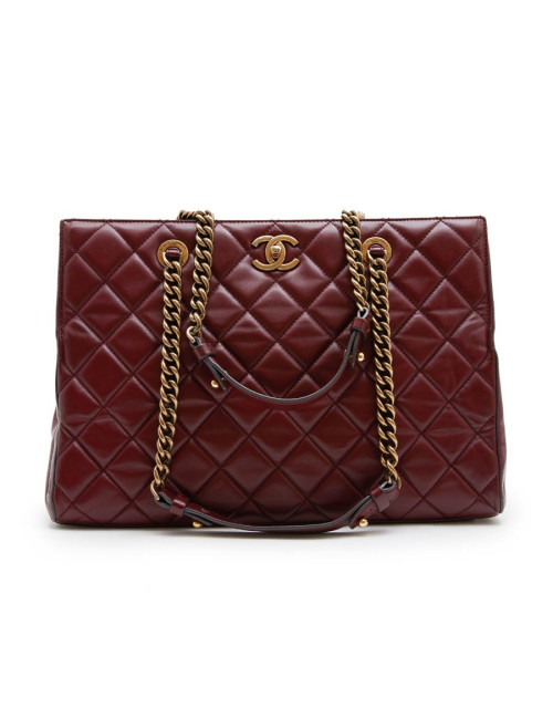 Sac cabas CHANEL cuir matelassé bordeaux