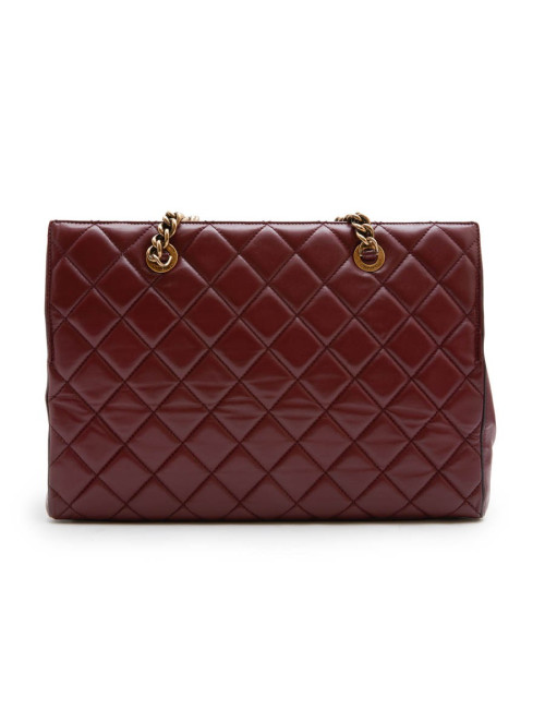 Sac cabas CHANEL cuir matelassé bordeaux