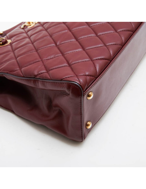Sac cabas CHANEL cuir matelassé bordeaux