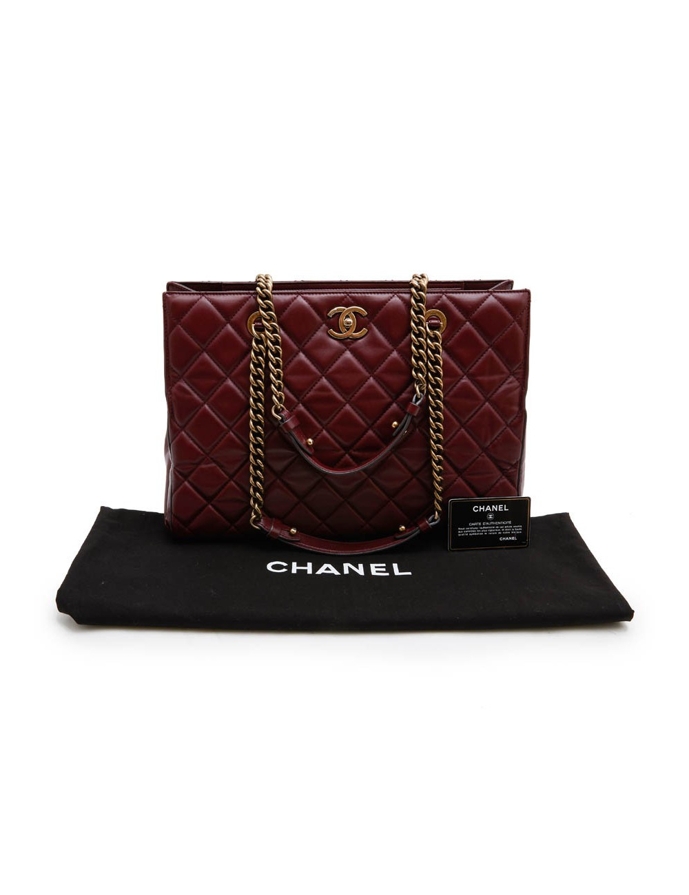 Sac cabas CHANEL cuir matelassé bordeaux