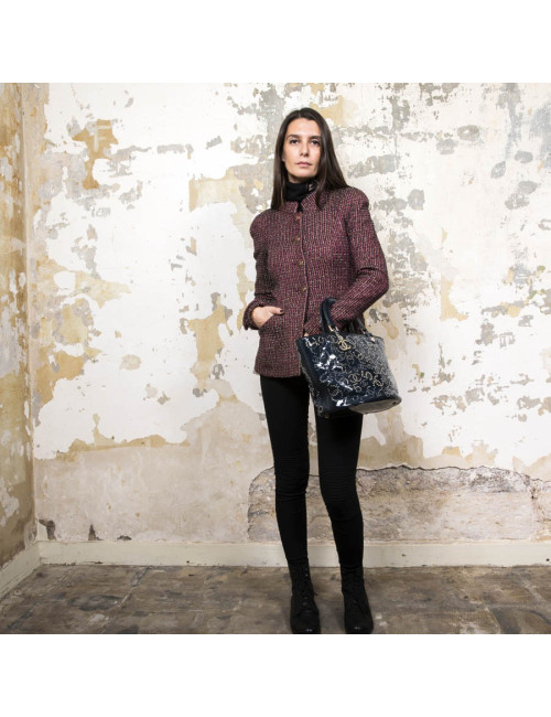 Sac CHANEL cuir verni bleu marine