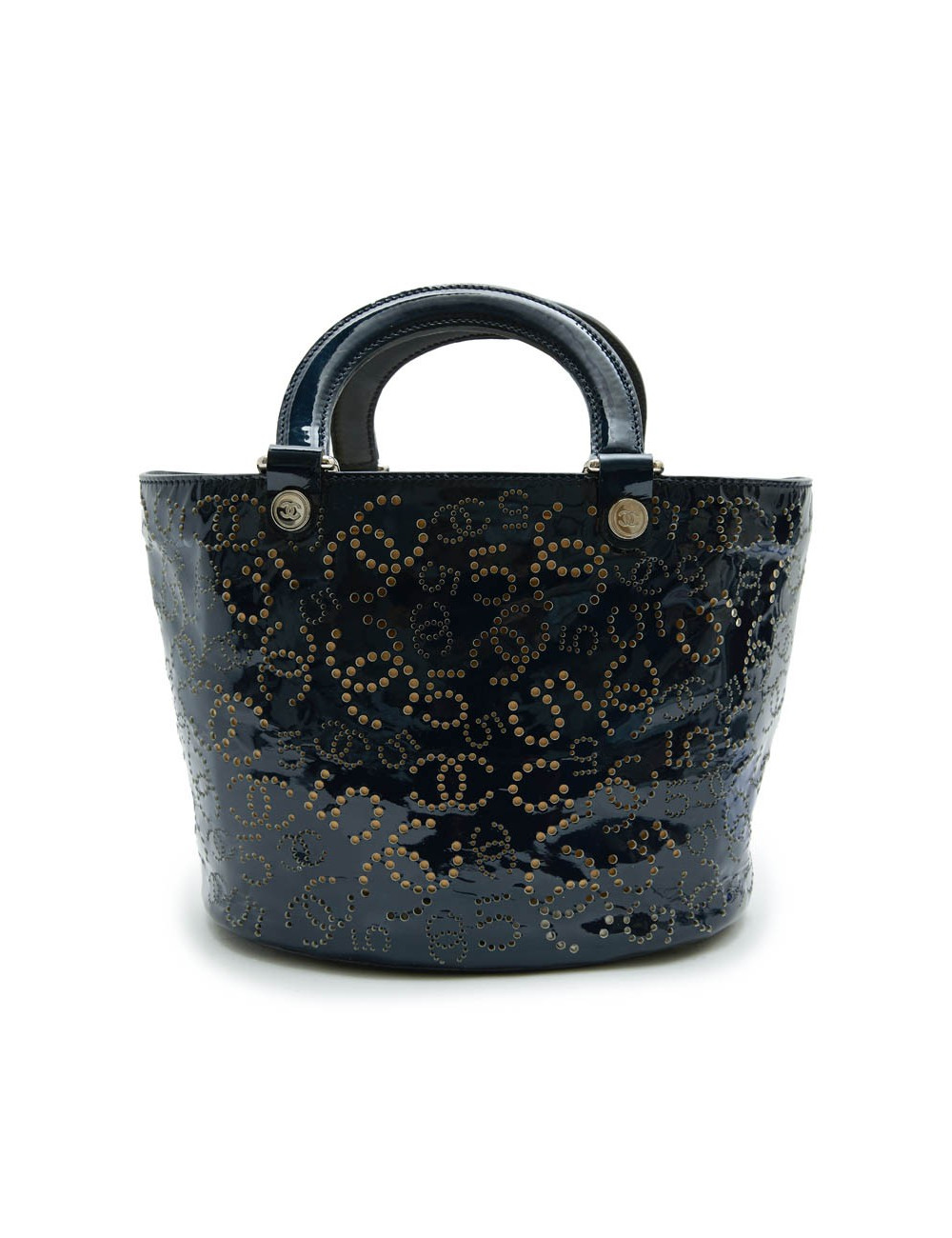 Sac CHANEL cuir verni bleu marine