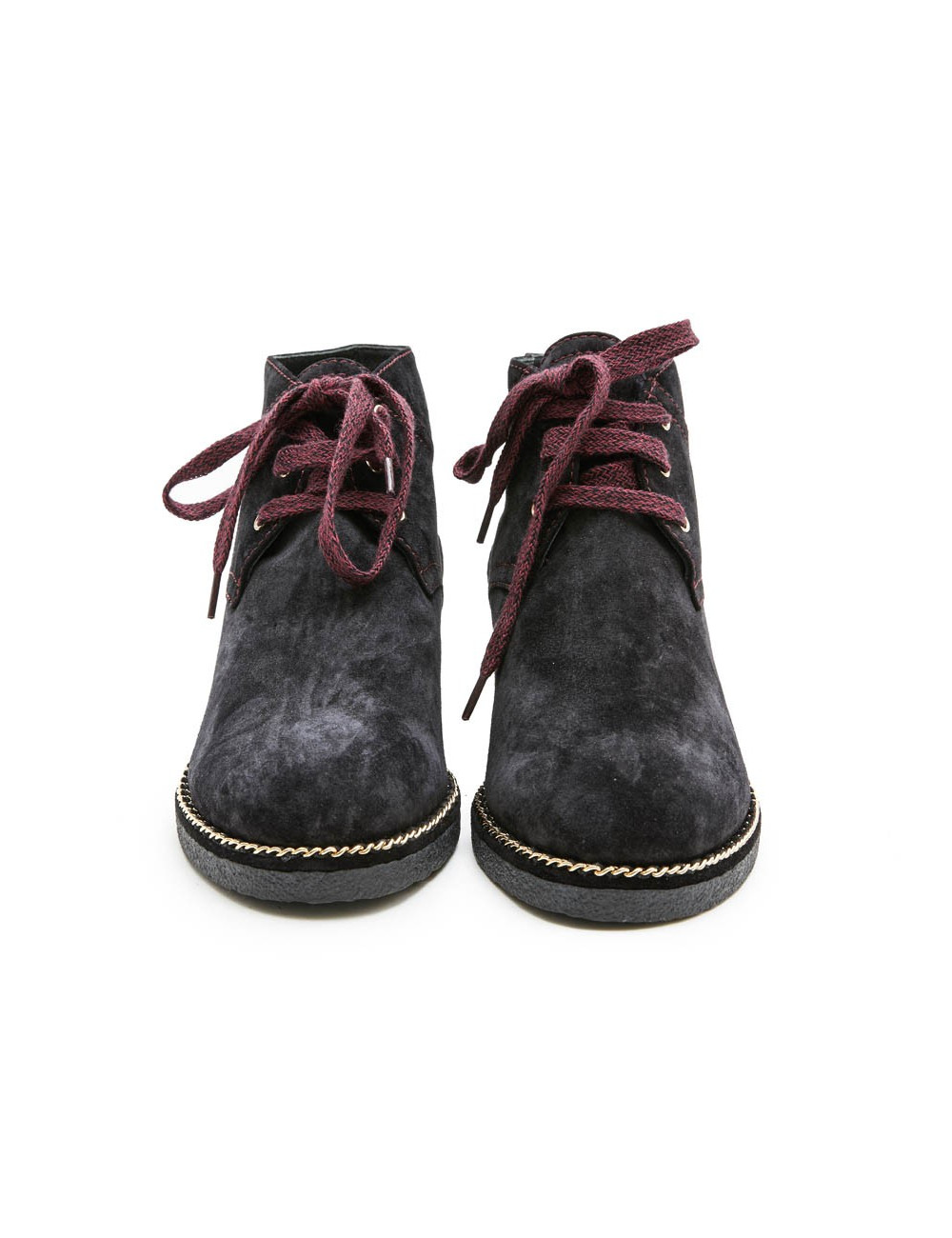 Boots CHANEL T37,5 veau velours violet foncé