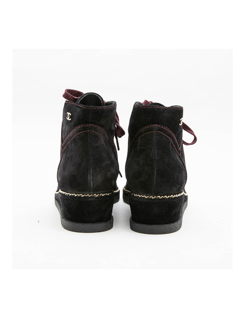 Boots CHANEL T37,5 veau velours noir