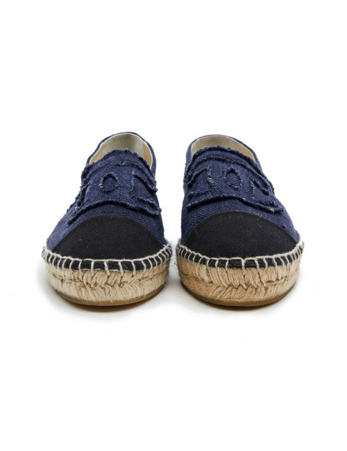 CHANEL espadrilles 40FR in two-tone blue and black denim 
