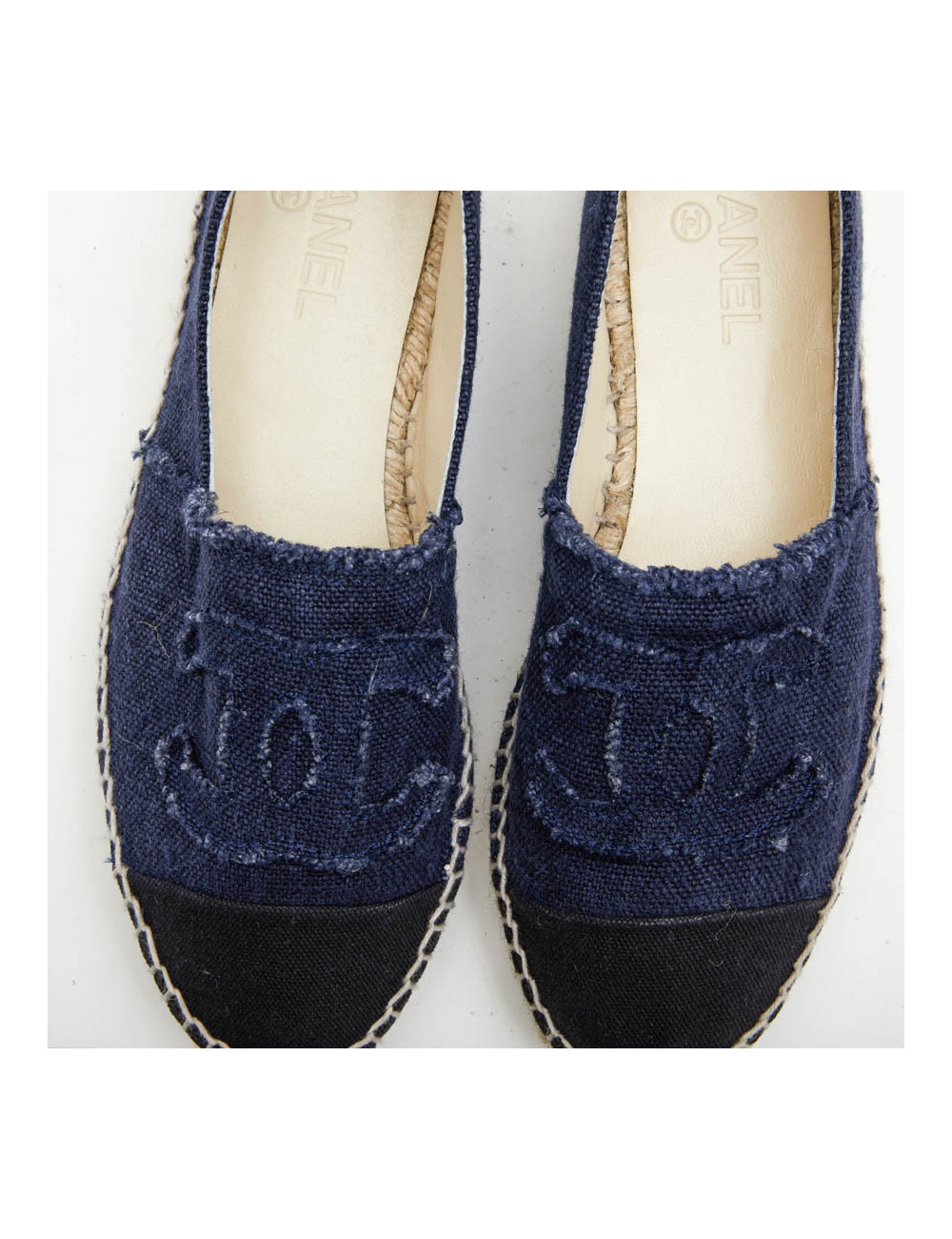 Espadrilles CHANEL bicolore bleu et noir