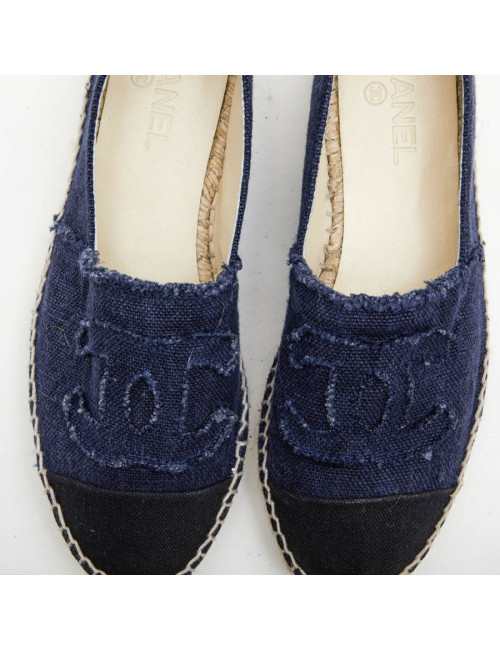 CHANEL espadrilles 40FR in two-tone blue and black denim 