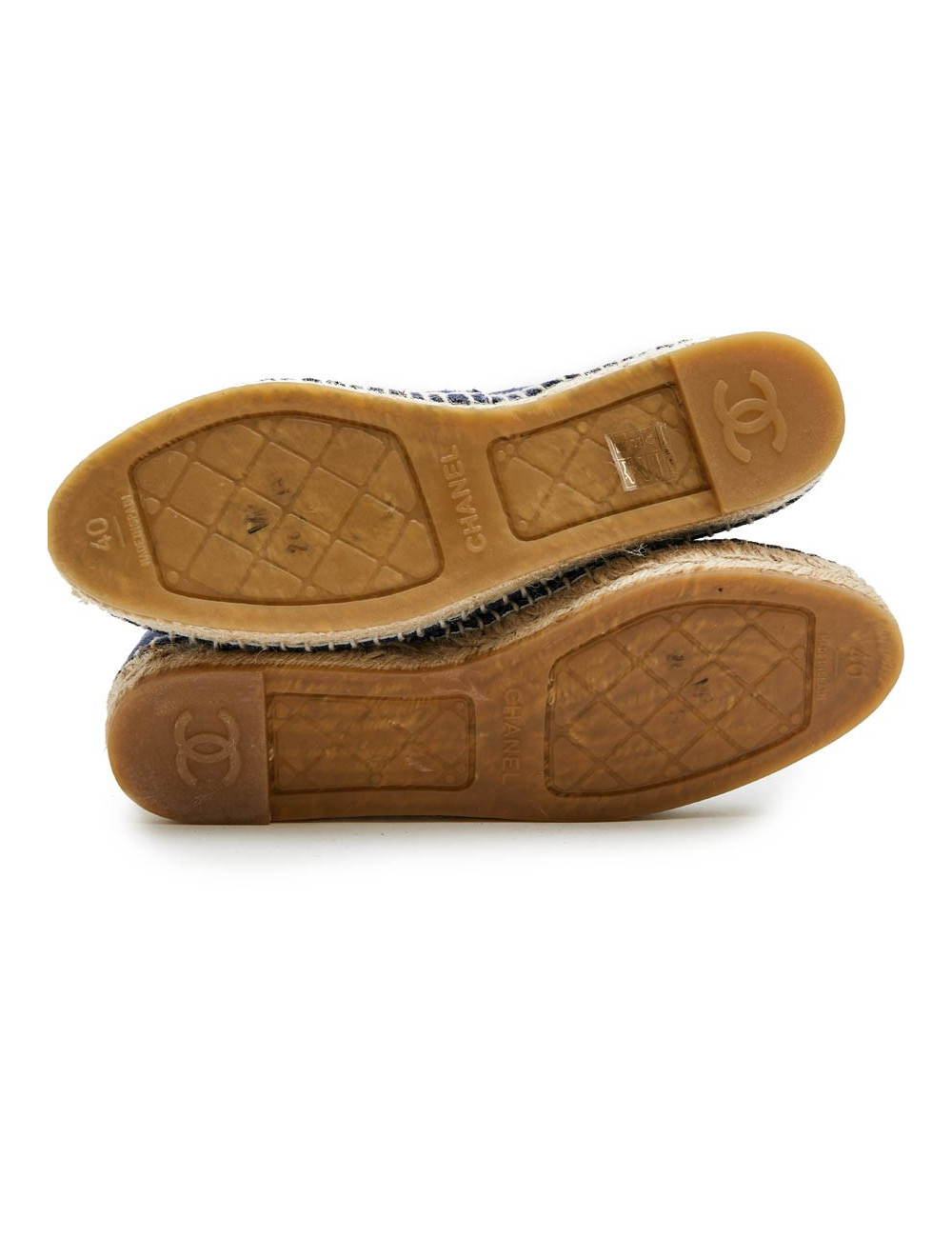 CHANEL espadrilles 40FR in two-tone blue and black denim 