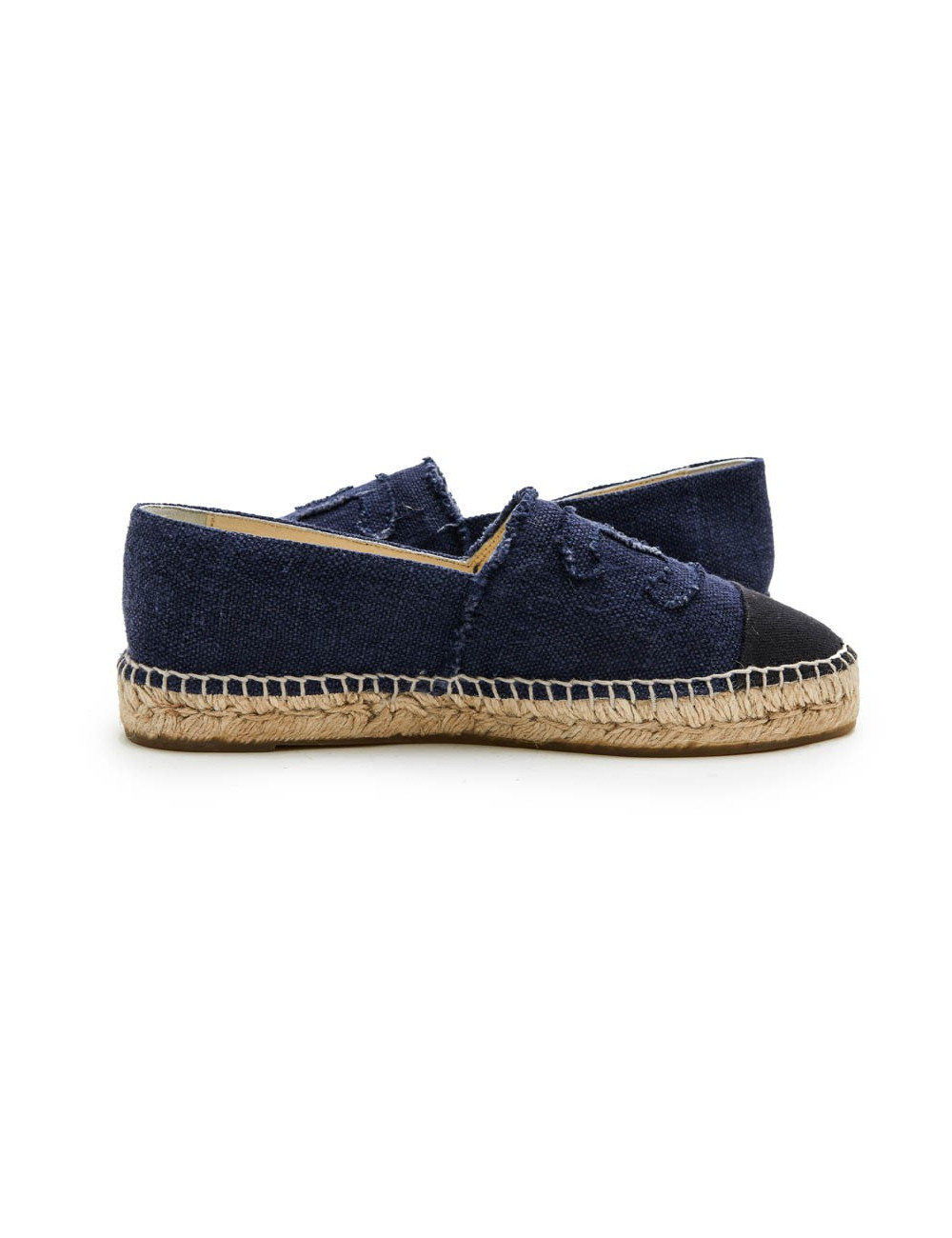 CHANEL espadrilles 40FR in two-tone blue and black denim 