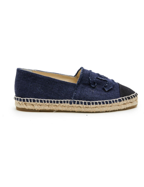 CHANEL espadrilles 40FR in two-tone blue and black denim 