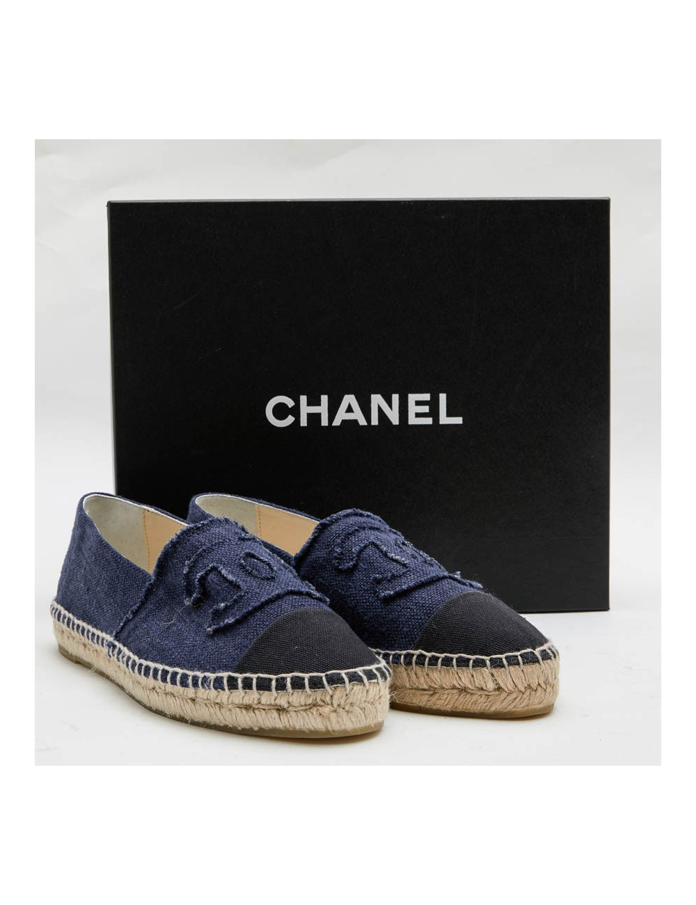 Espadrilles CHANEL bicolore bleu et noir