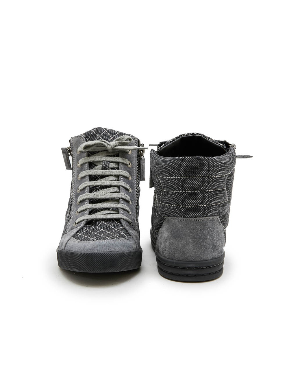 Baskets  Chanel T39,5 denim et veau velours gris