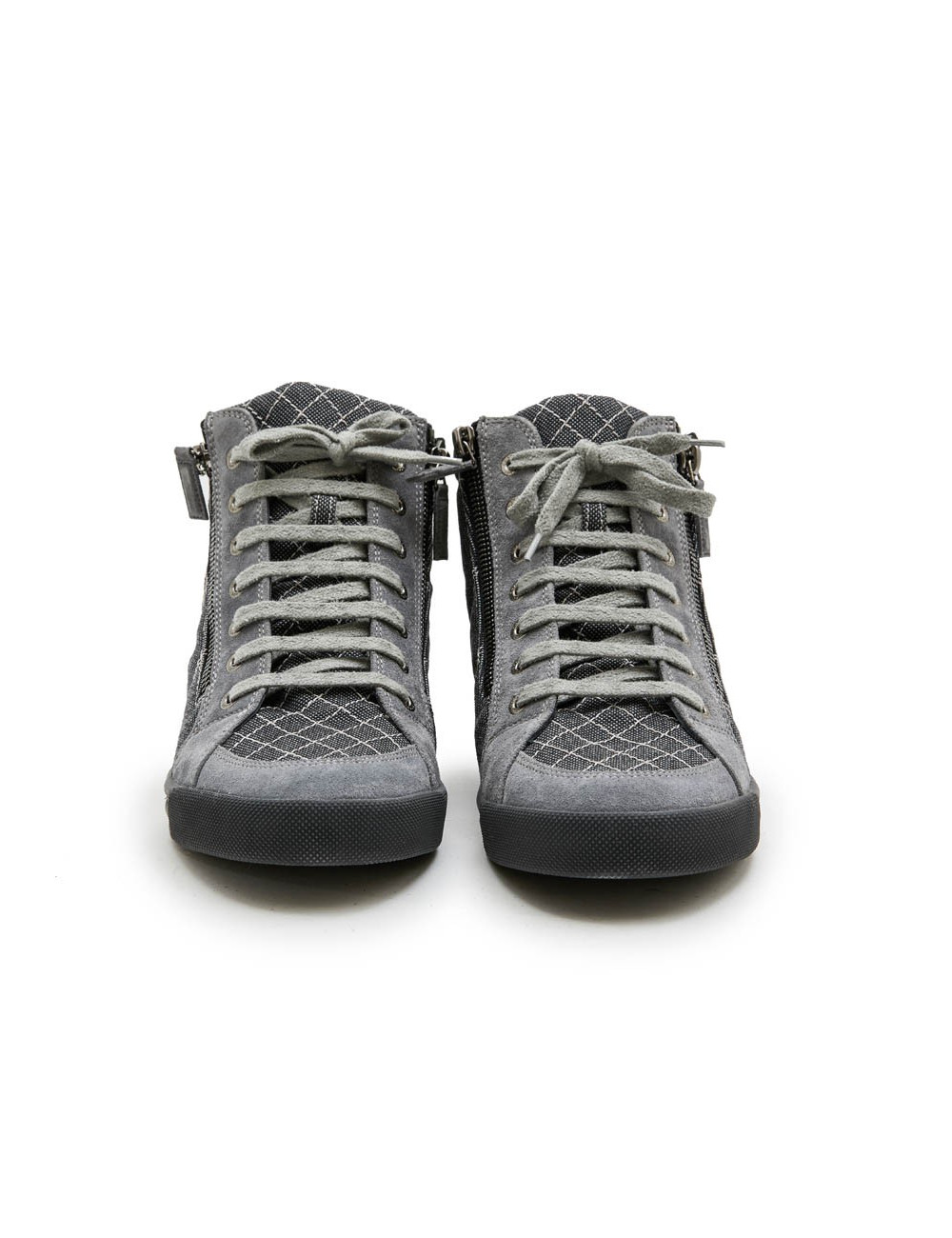 Boots Chanel T39,5 denim et veau velours gris