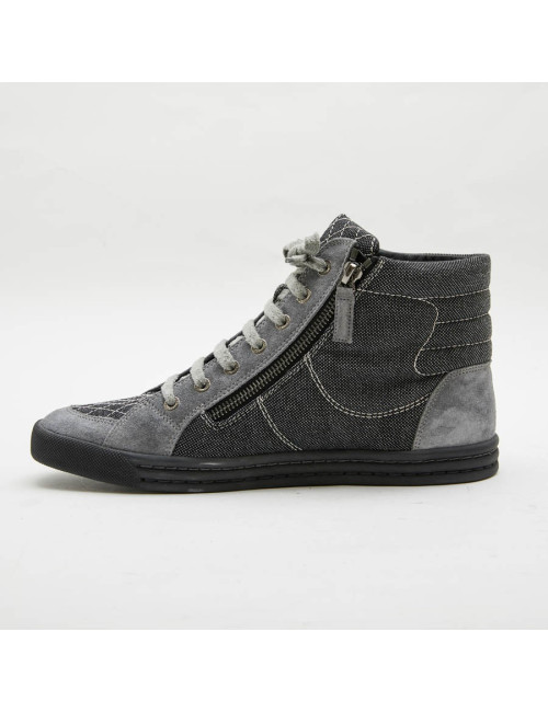 Boots Chanel T39,5 denim et veau velours gris