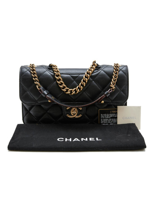 Sac "Pondicherry" CHANEL cuir matelassé noir