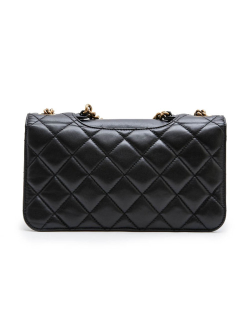 CHANEL 'Pondichery' model double flap bag in black quilted leather