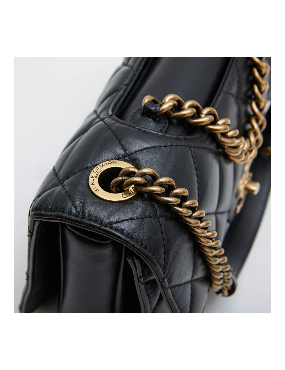 CHANEL 'Pondichery' model double flap bag in black quilted leather