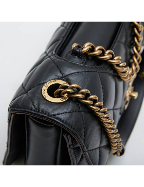 CHANEL 'Pondichery' model double flap bag in black quilted leather