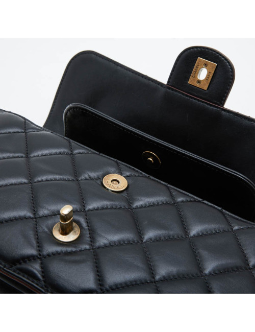 CHANEL 'Pondichery' model double flap bag in black quilted leather