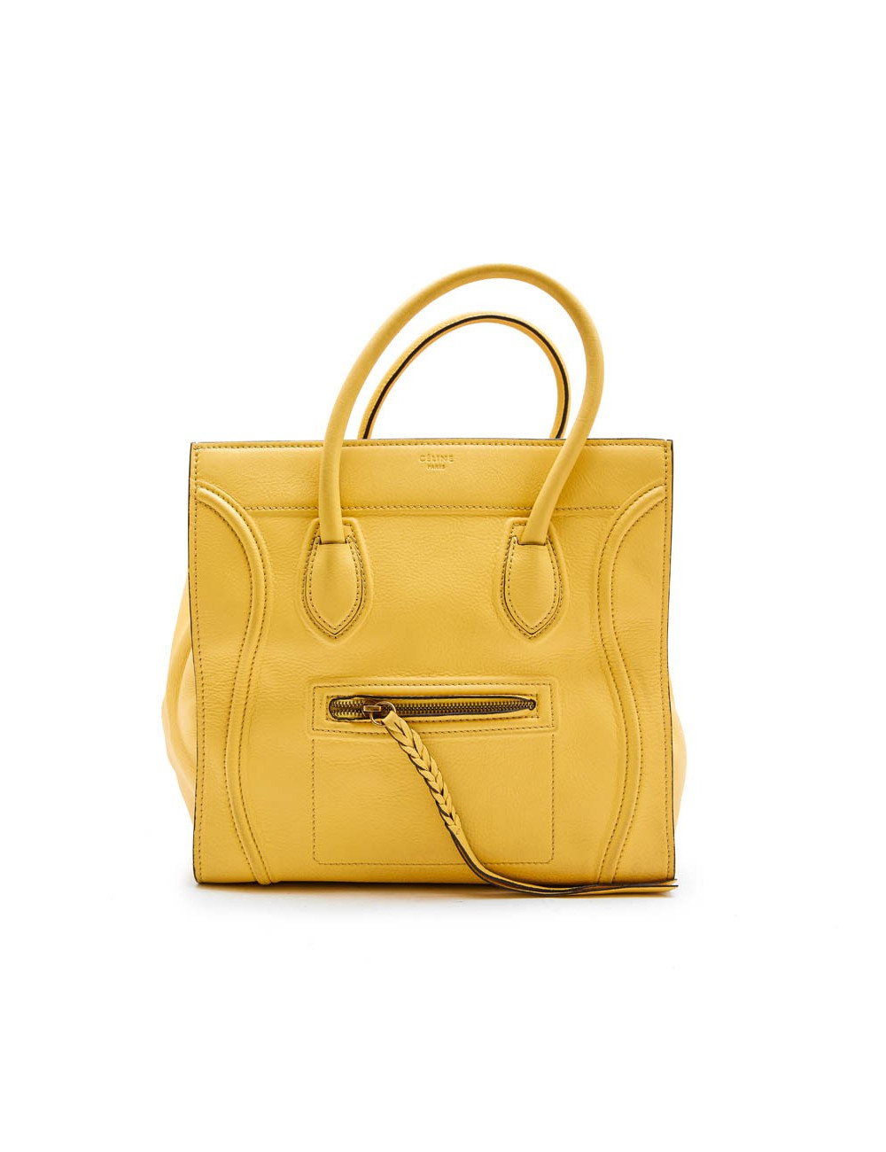 Sac Luggage CELINE cuir grainé jaune