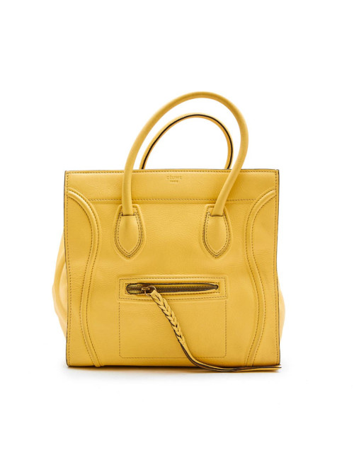 CELINE luggage bag in yellow grained leather