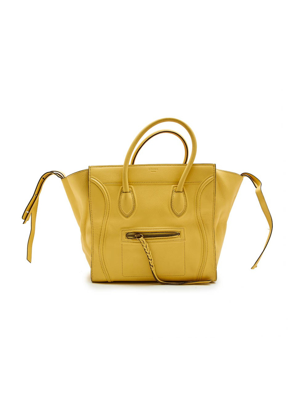 CELINE luggage bag in yellow grained leather