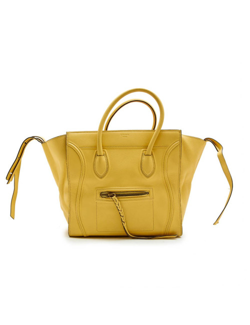 CELINE luggage bag in yellow grained leather