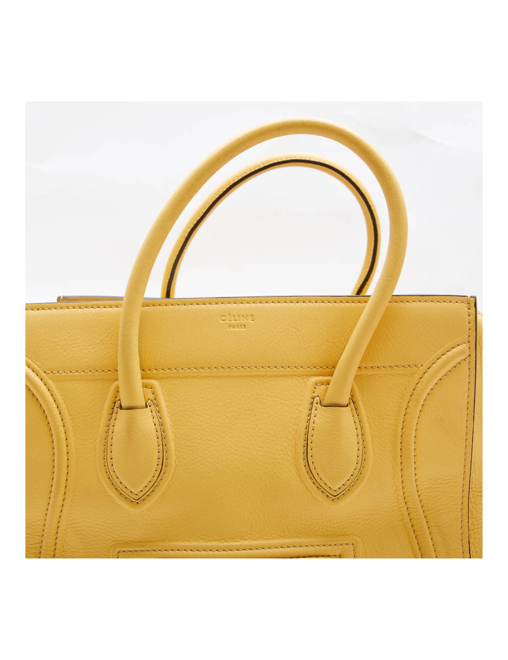 Sac Luggage CELINE cuir grainé jaune