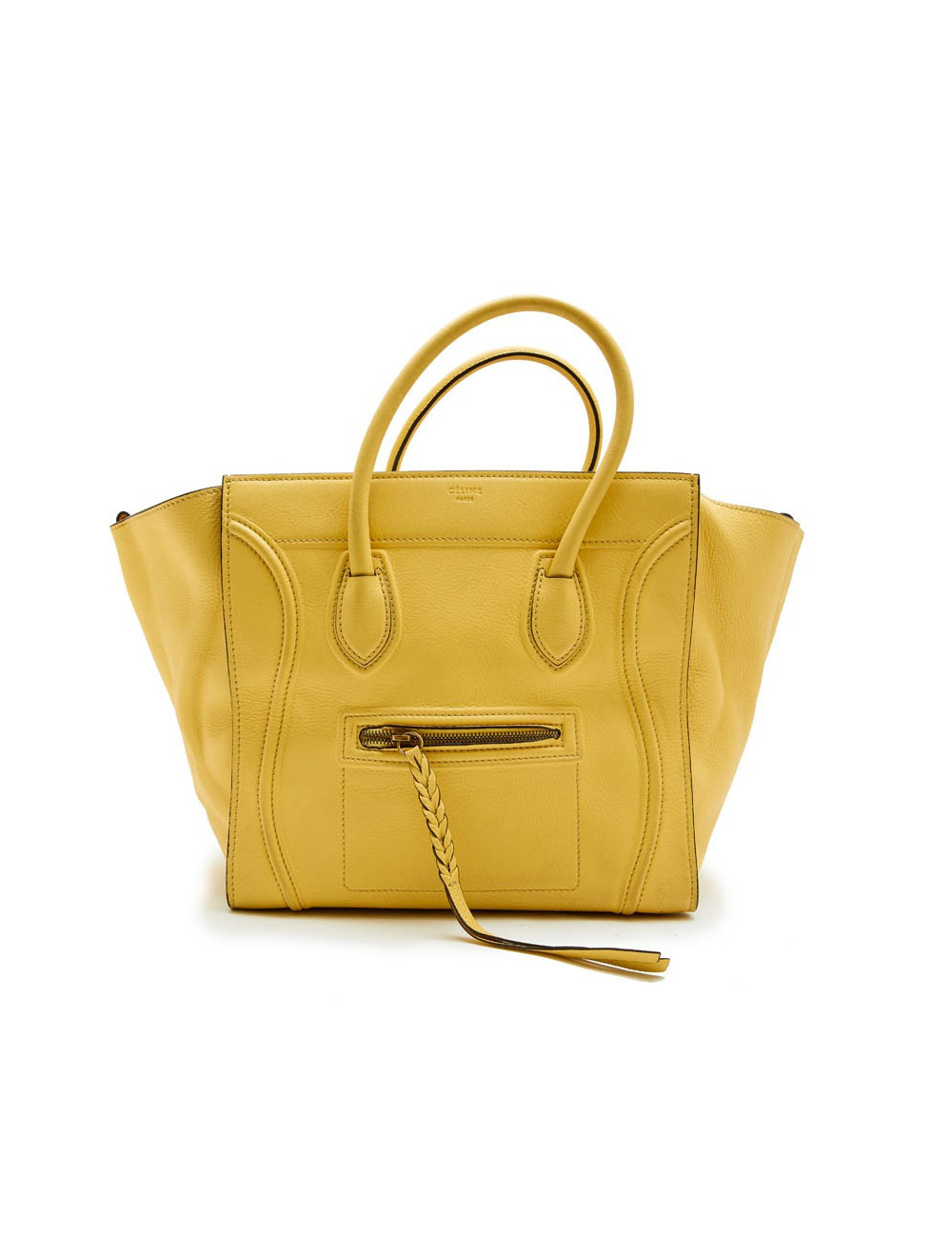 CELINE luggage bag in yellow grained leather