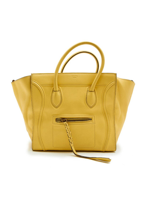 Sac Luggage CELINE cuir grainé jaune