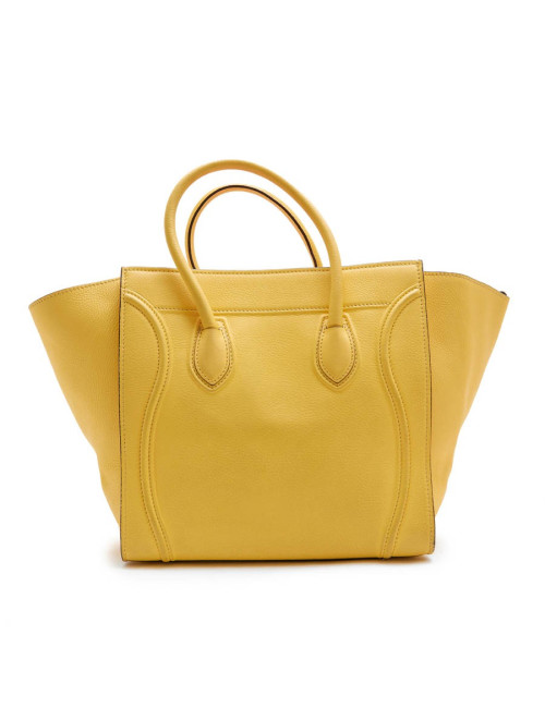 CELINE luggage bag in yellow grained leather