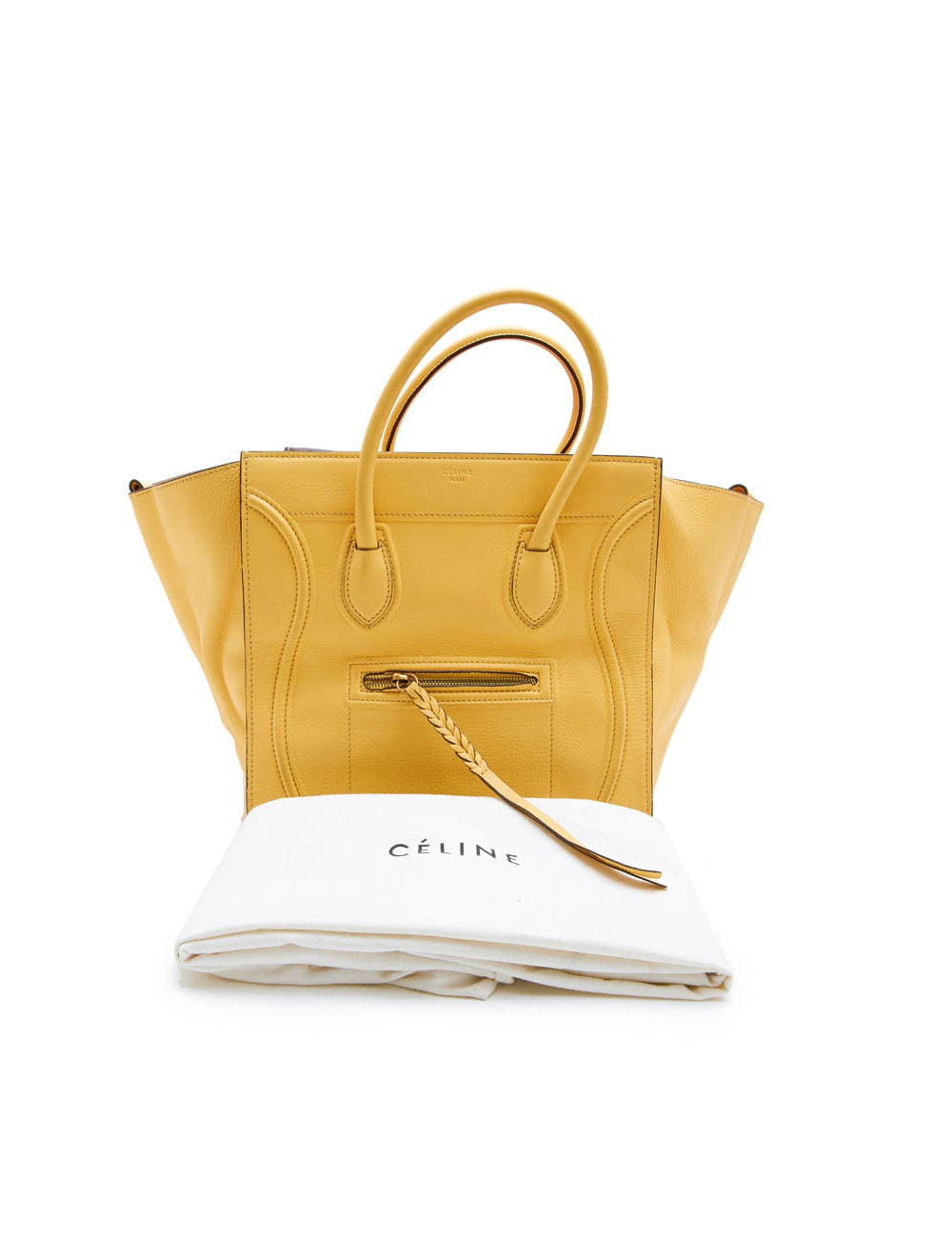 Sac Luggage CELINE cuir grainé jaune