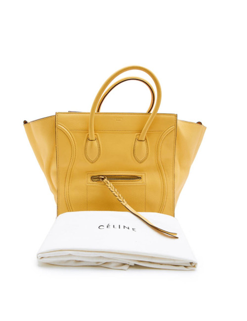 CELINE luggage bag in yellow grained leather