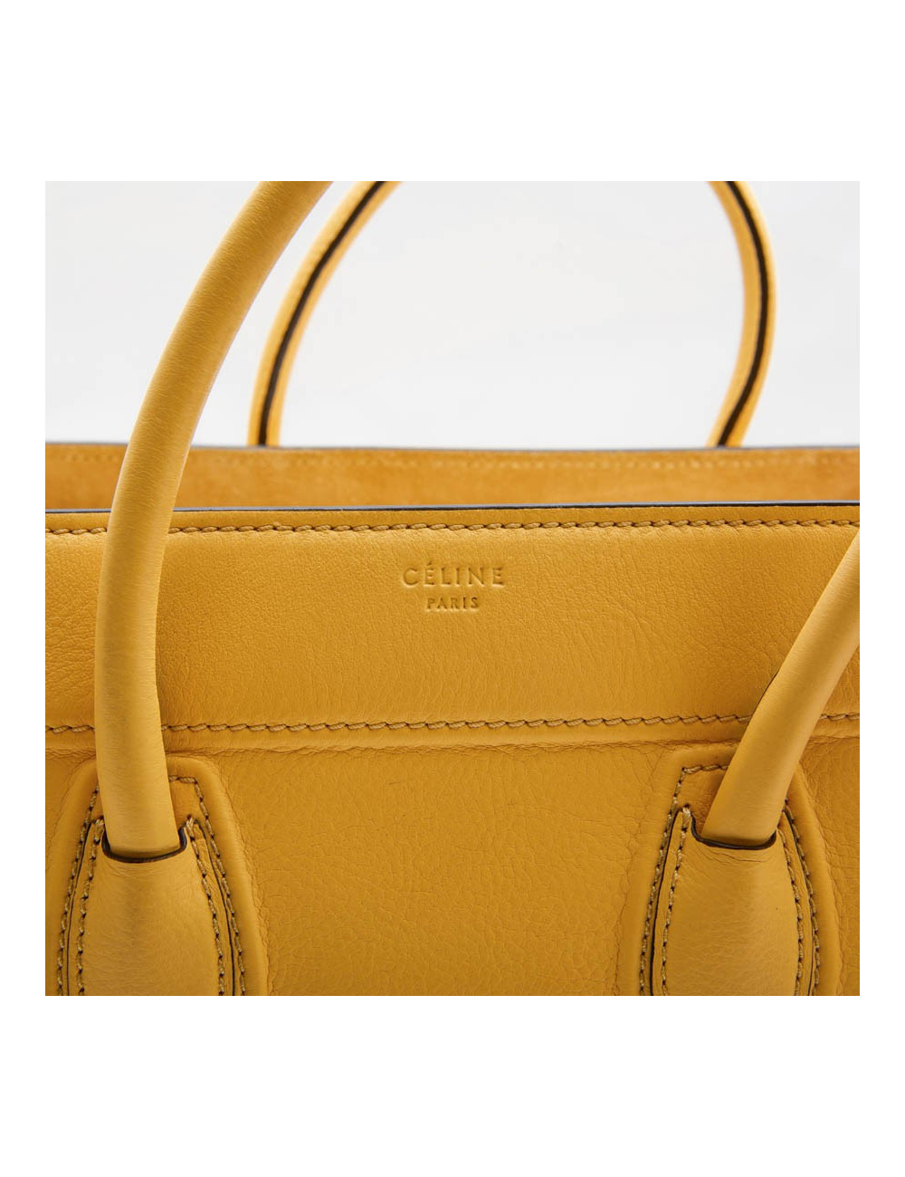 Sac Luggage CELINE cuir grainé jaune