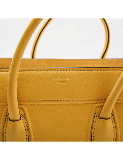 Sac Luggage CELINE cuir grainé jaune