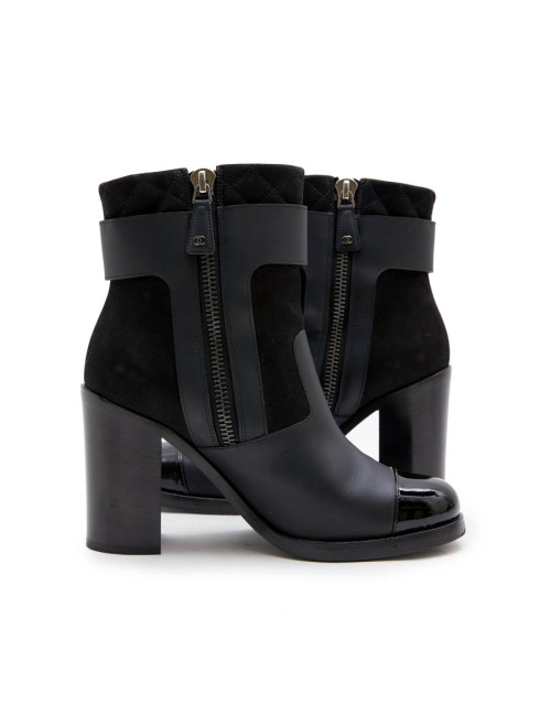 CHANEL ankle boots in black leather T38,5 