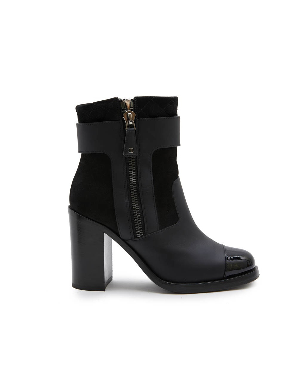 Bottines CHANEL T38,5 cuir noir